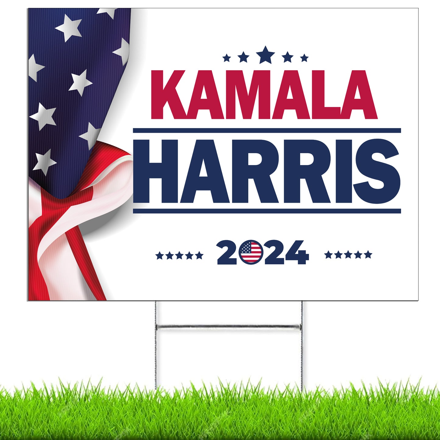 Kamala Harris For 2024 President Yard Sign | Road Sign | Lawn Sign | Corrugated Plastic | Water Proof | Includes H Stake