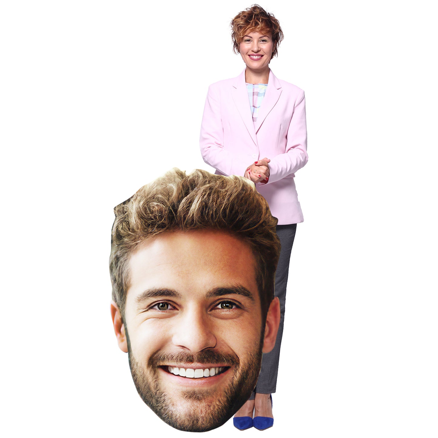 Custom Big Head with Your Photo | Fun Face Cardboard Cutout | Big Heads on a Stick | Life Size face on a Stick | Waterproof | Upload Your Photo