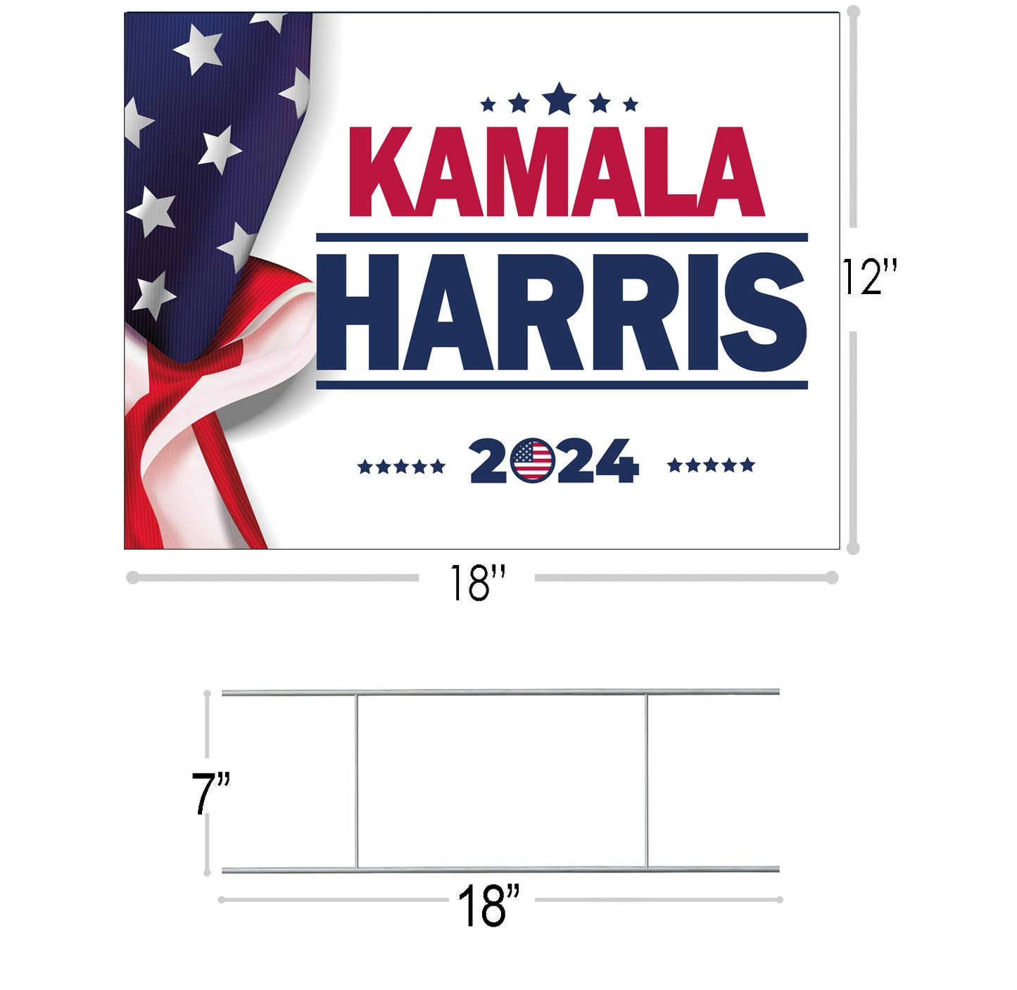 Kamala Harris For 2024 President Yard Sign | Road Sign | Lawn Sign | Corrugated Plastic | Water Proof | Includes H Stake