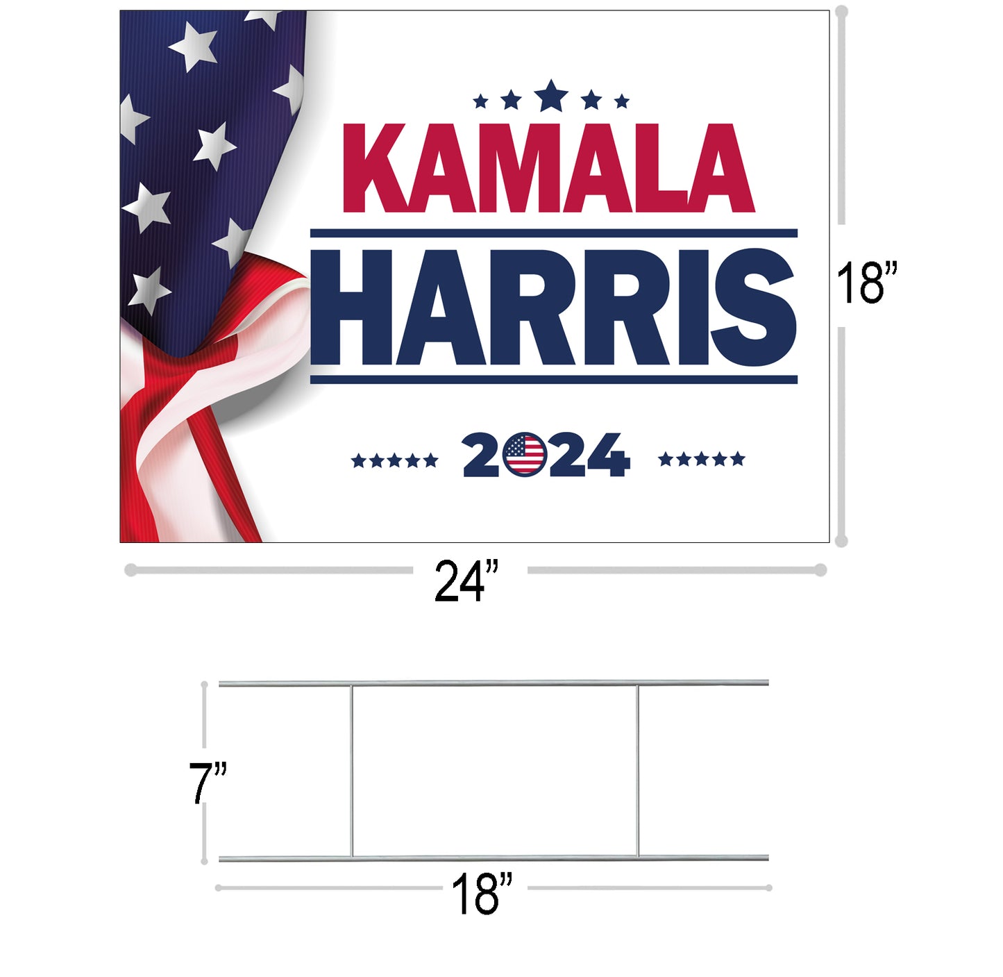 Kamala Harris For 2024 President Yard Sign | Road Sign | Lawn Sign | Corrugated Plastic | Water Proof | Includes H Stake