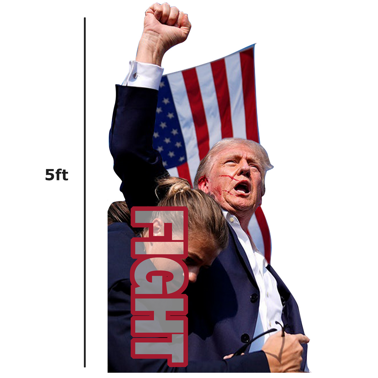 5Ft Donald Trump Fight Stand Up | Cardboard Cutout | Life Size Standee | Picture Poster Photo Print - Cardboard