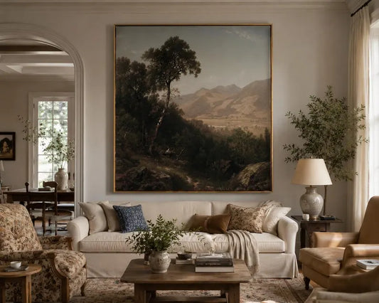 Desert Tree, Framed Landscape Canvas Wall Art, Neutral Nature Decor