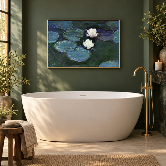 Water Lilies, Gold Framed Floral Pond Canvas Wall Art