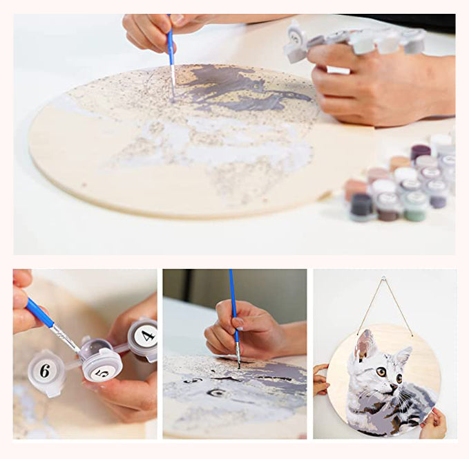 Custom DIY Paint by Numbers Kit on 12" Circle (Round) Wood Board Oil Painting Portrait From Photo