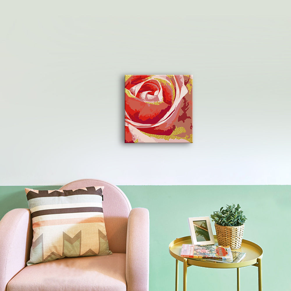 Red rose gold outline  Paint by Numbers Kit - Texture Of Dreams