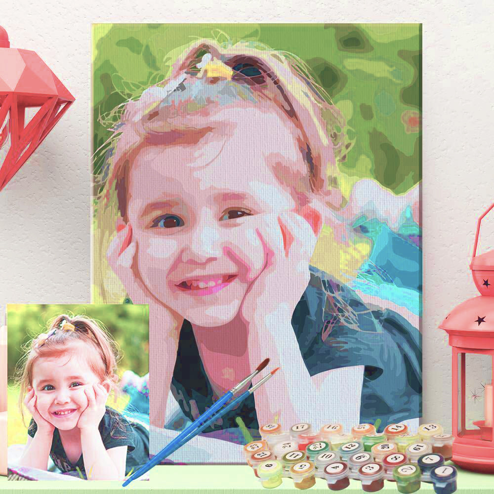 Custom DIY Paint by Numbers Kit (24x36) Oil Painting Portrait From Photo  on Canvas