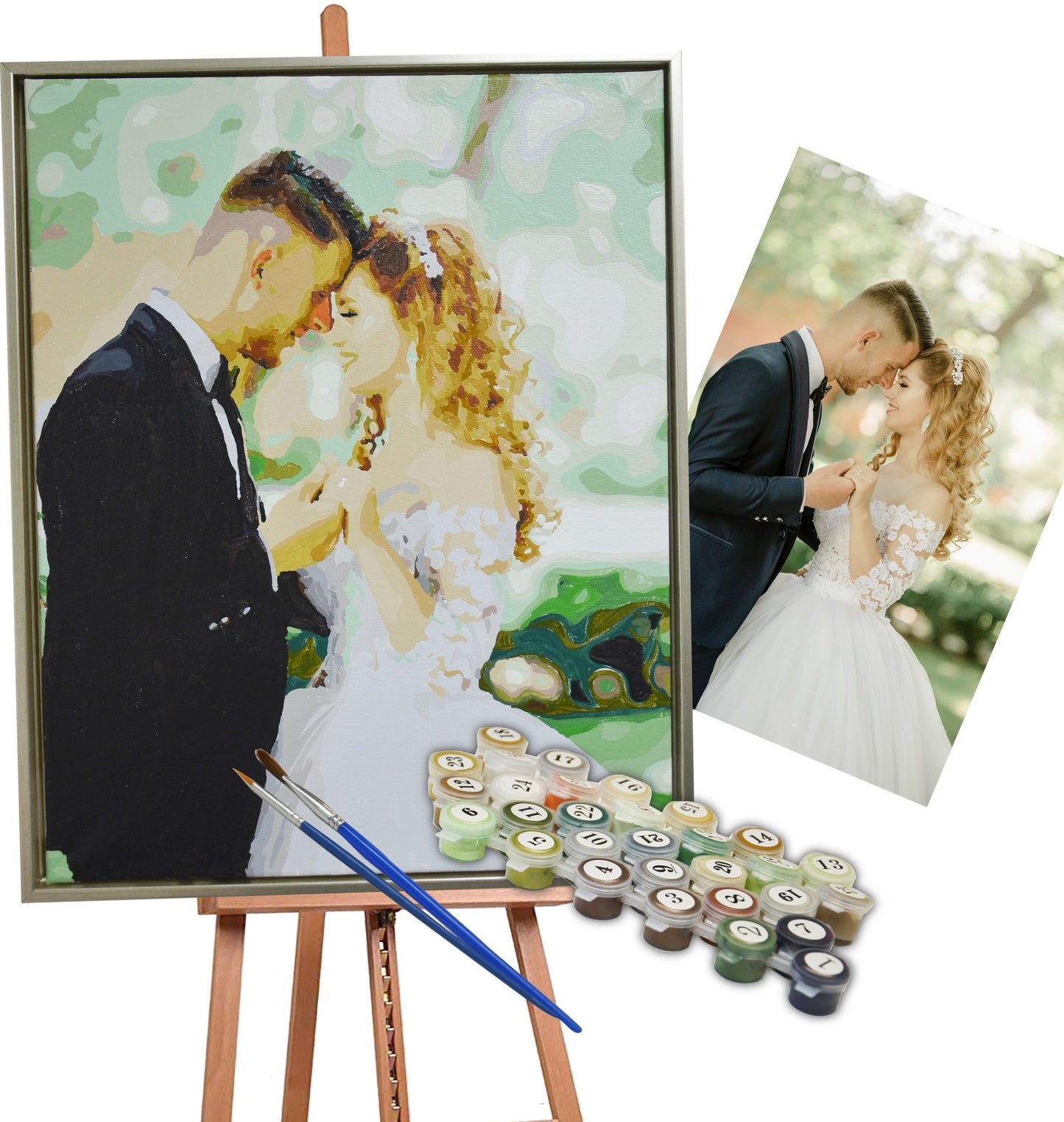 Custom DIY Paint by Numbers Kit (16"x20") Oil Painting Portrait From Photo on Canvas
