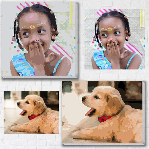 Custom DIY Paint by Numbers Kit (12"x16") Oil Painting Portrait From Photo on Canvas