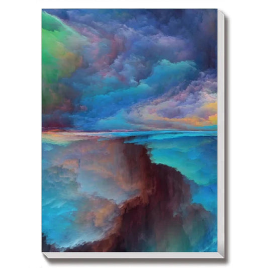 Abstract Cloud Storm (Blue Tone) Fantastic Landscape Canvas Wall Art, Vivid Color Oil Painting for Wall Decor, Set of 3 Panels or 1 Panorama View