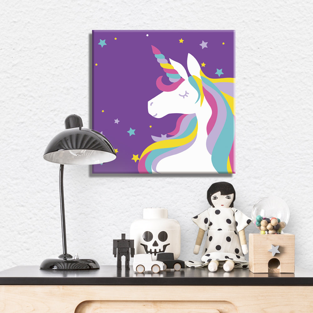 Unicorn Paint by Numbers Kit for children 10"x10"(Purple background) - Texture Of Dreams