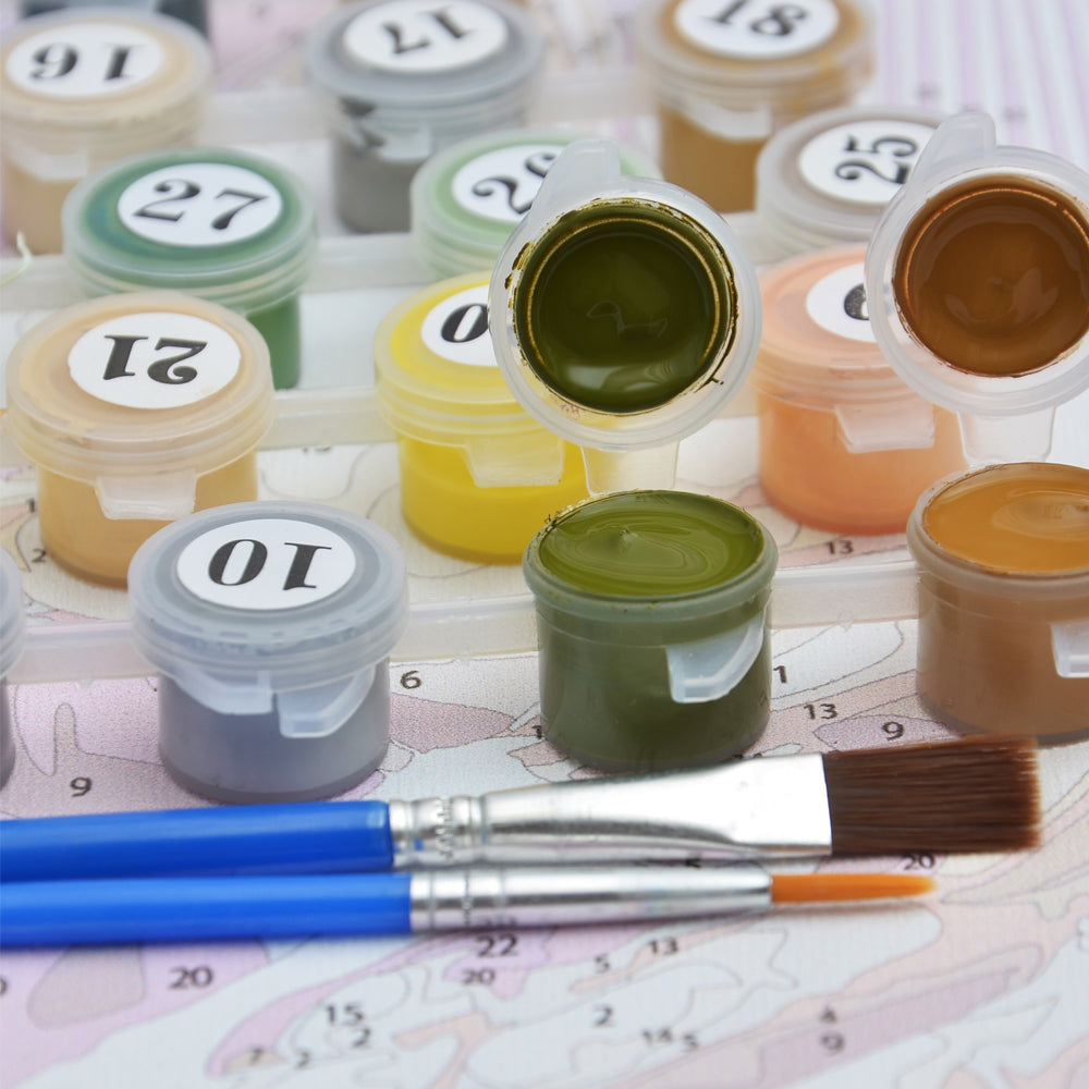 Yellow flower in glass bottle Paint by Numbers Kit - Texture Of Dreams