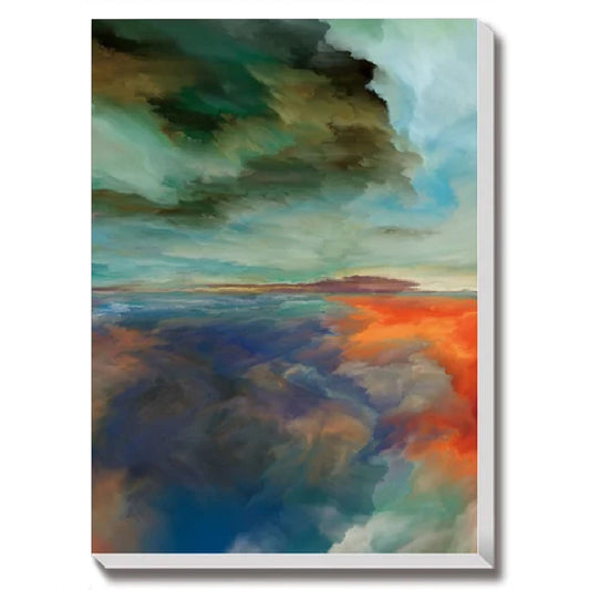 Abstract Cloud Storm (Green Tone) Fantastic Landscape Canvas Wall Art, Vivid Color Oil Painting for Wall Decor, Set of 3 Panels or 1 Panorama View