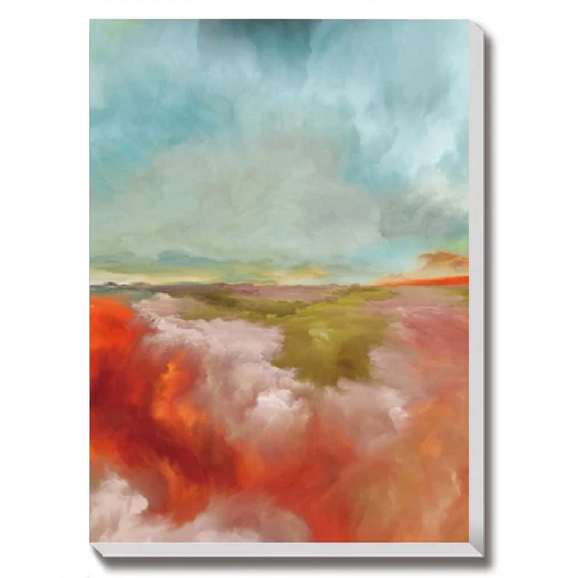 Abstract Cloud Storm (Green Tone) Fantastic Landscape Canvas Wall Art, Vivid Color Oil Painting for Wall Decor, Set of 3 Panels or 1 Panorama View