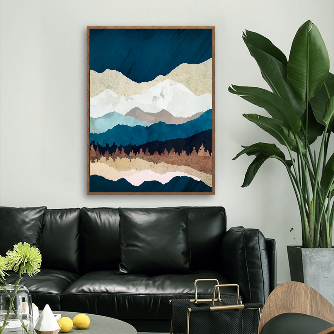 Night Fall - Nordic Scandinavia Abstract Color Wall Art on Wood Stretched Canvas with Frame for Vintage Home Decor - Texture Of Dreams
