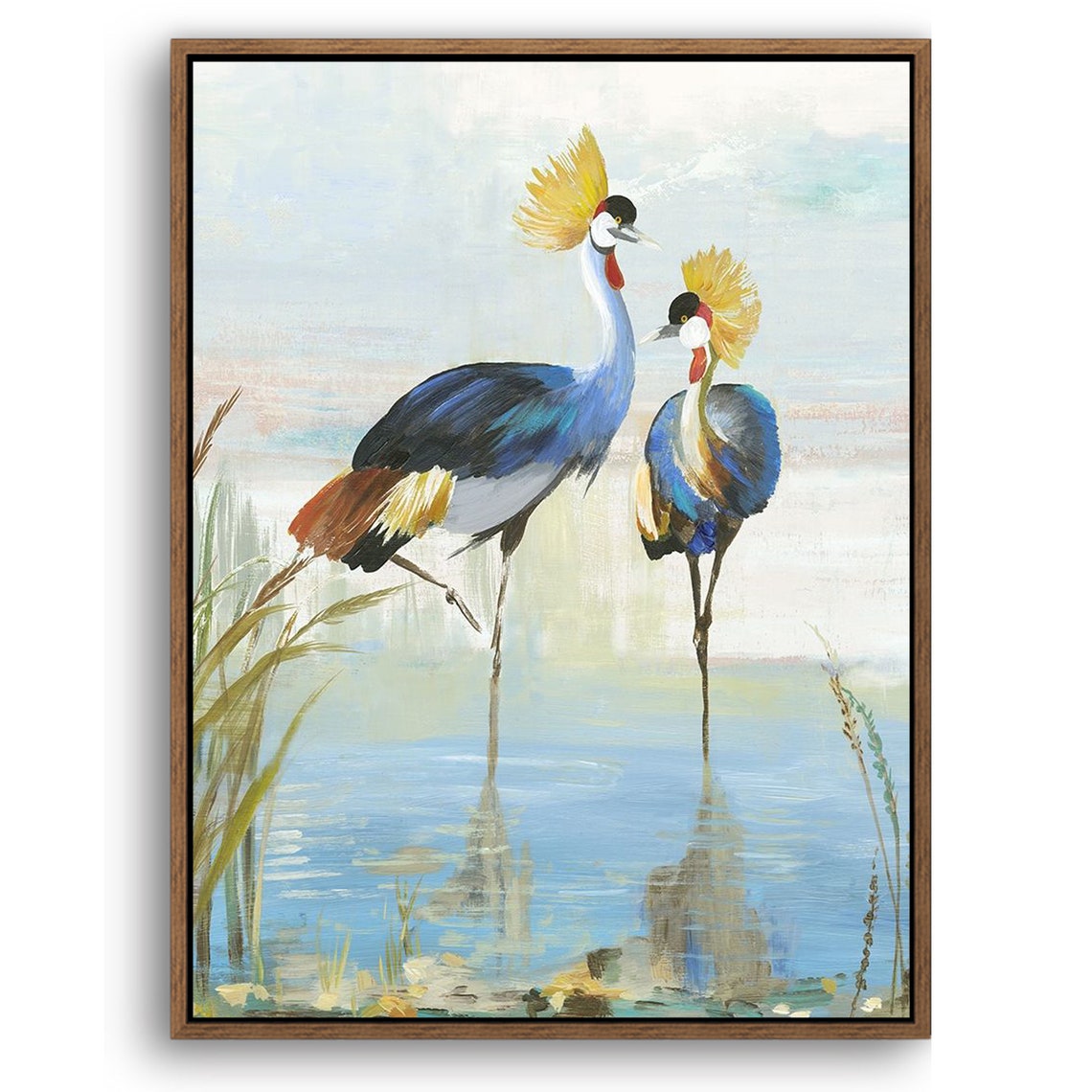 The Crane/Flamingo Collection Oil Painting Wall Art on Wood Stretched Canvas with Frame for Vintage Home Decor