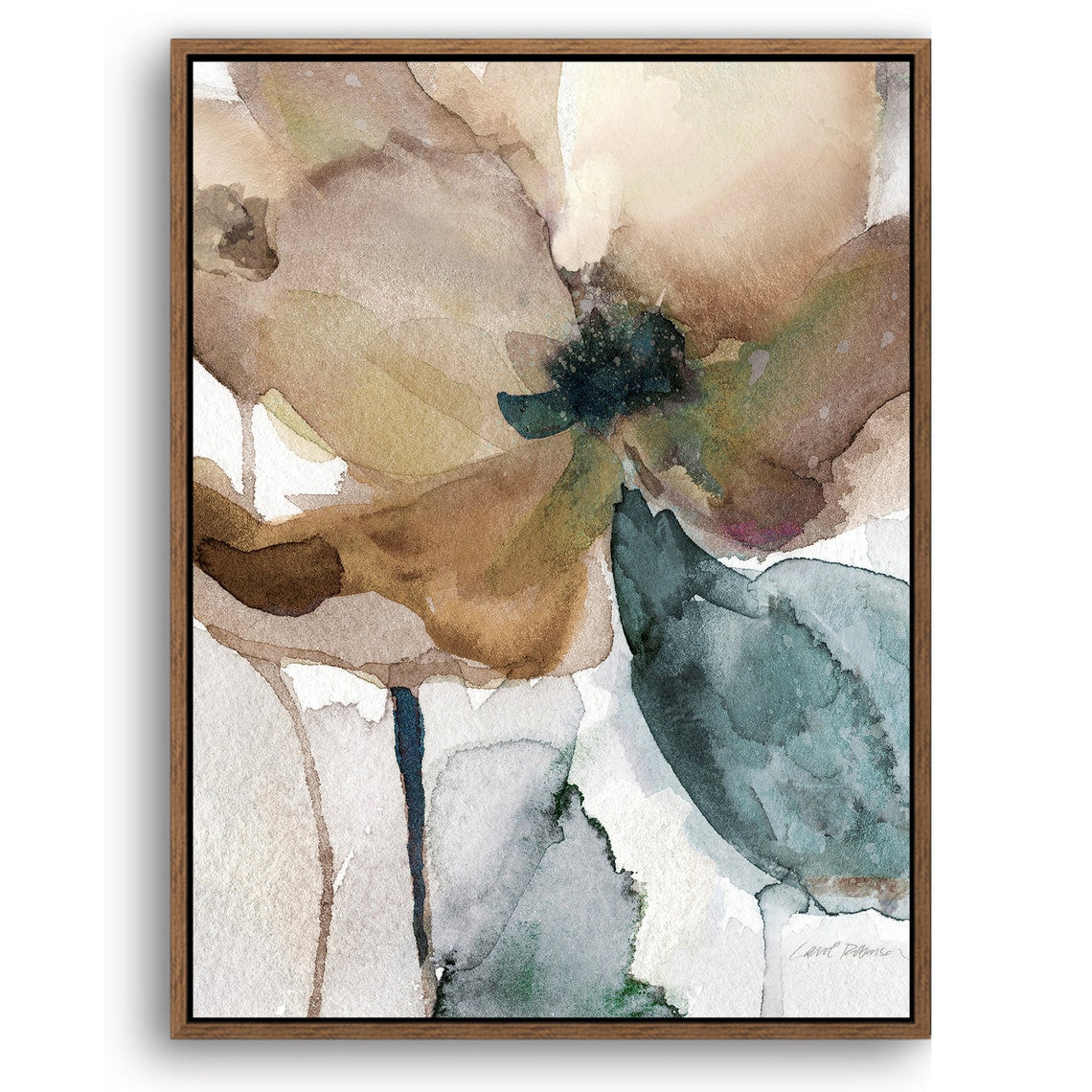 Abstract Flowers Watercolors Print Wall Art on Wood Stretched Canvas with Frame for Vintage Home Decor
