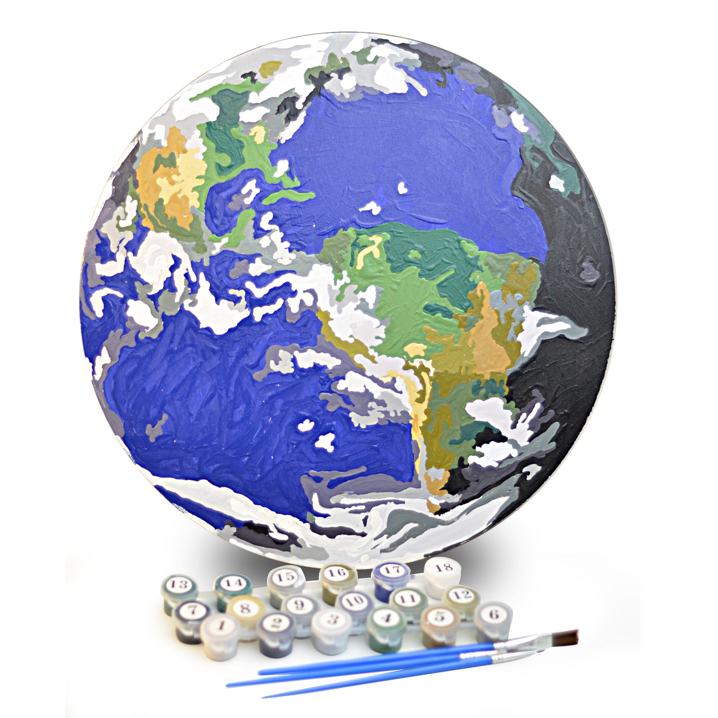 Earth - DIY Paint by Numbers Kit on Wood board
