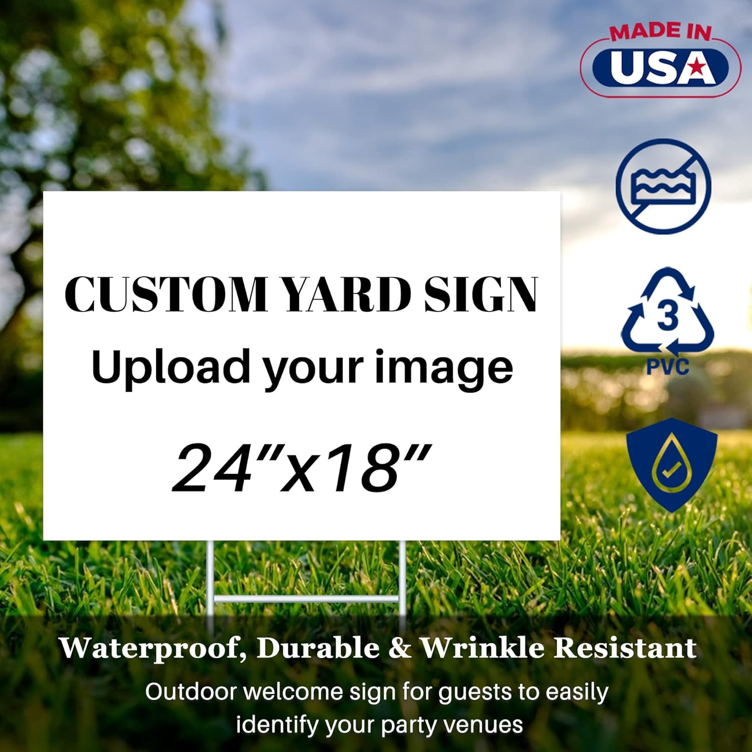 Custom Yard Signs with Stakes for Outdoor, 24" x 18" One Side or Double Sided, Waterproof Yard sign stands for Party, Business, Real Estate, Graduation, Birthday decorations… (Your Own Design) - Texture Of Dreams 