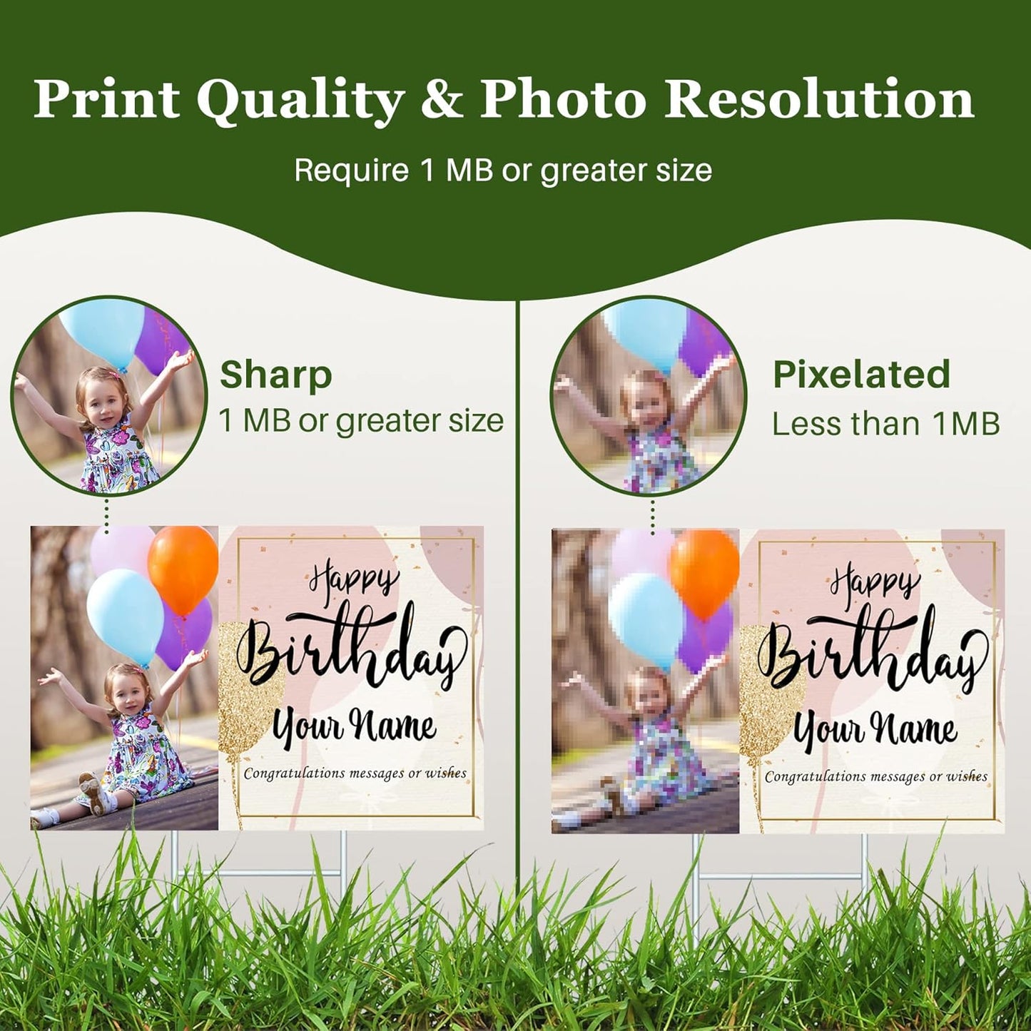 Custom Yard Signs with Stakes for Outdoor, 24" x 18" One Side or Double Sided, Waterproof Yard sign stands for Party, Business, Real Estate, Graduation, Birthday decorations… (Birthday Theme)