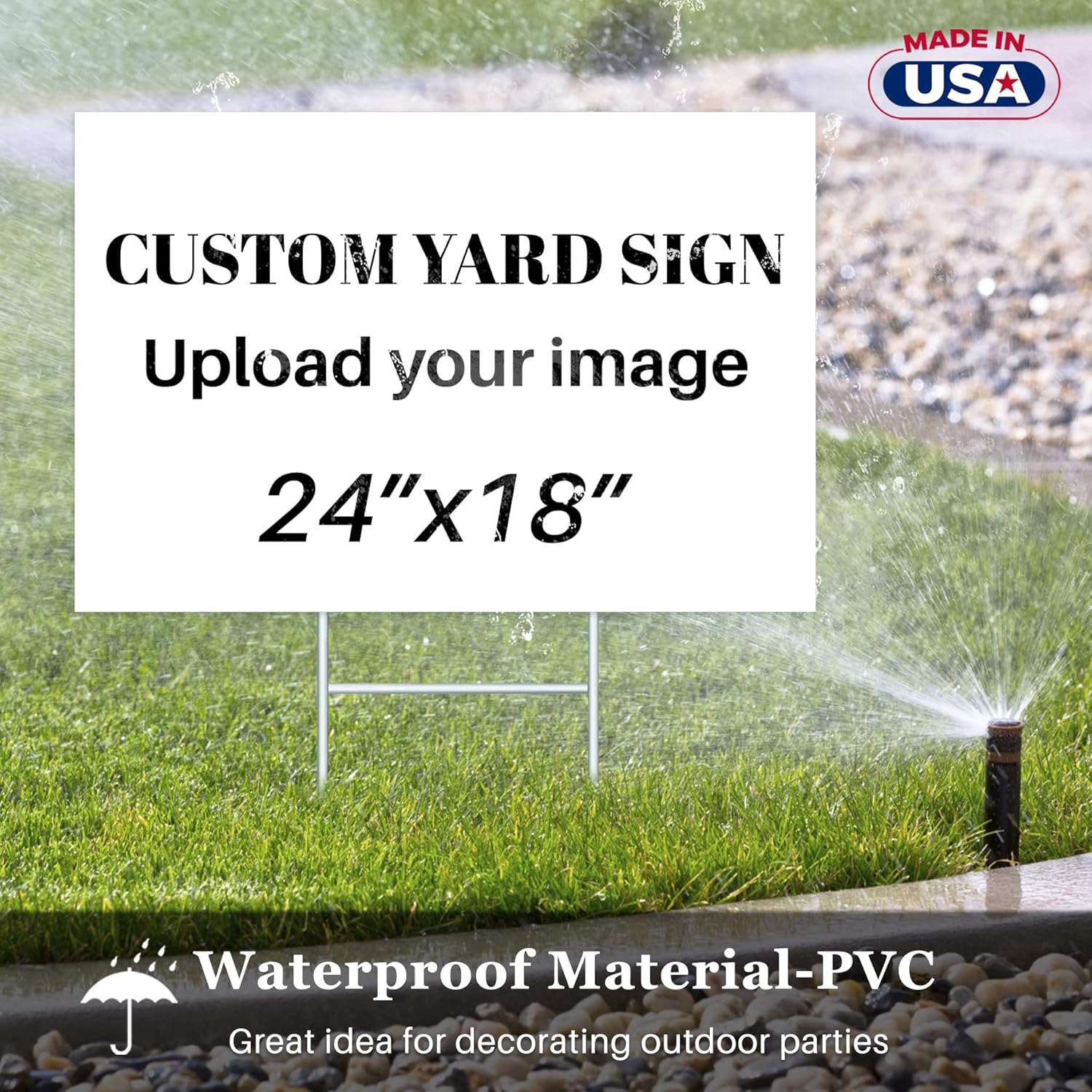 Custom Yard Signs with Stakes for Outdoor, 24" x 18" One Side or Double Sided, Waterproof Yard sign stands for Party, Business, Real Estate, Graduation, Birthday decorations… (Your Own Design) - Texture Of Dreams 