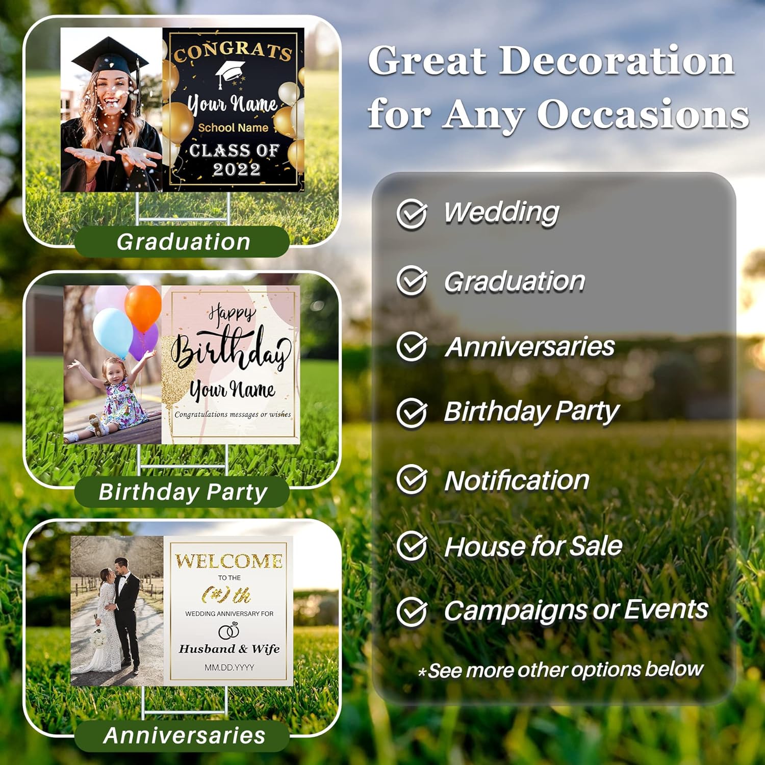 Custom Yard Signs with Stakes for Outdoor, 24" x 18" One Side or Double Sided, Waterproof Yard sign stands for Party, Business, Real Estate, Graduation, Birthday decorations… (Birthday Theme) - Texture Of Dreams 