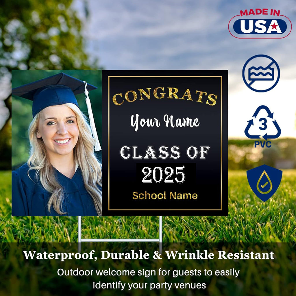 Custom Yard Signs with Stakes for Outdoor, 24" x 18"Double Sided, Waterproof Yard sign stands for Graduation Theme - Texture Of Dreams 