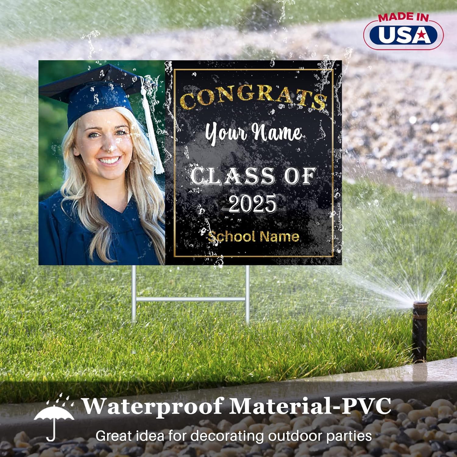 Custom Yard Signs with Stakes for Outdoor, 24" x 18"Double Sided, Waterproof Yard sign stands for Graduation Theme - Texture Of Dreams 