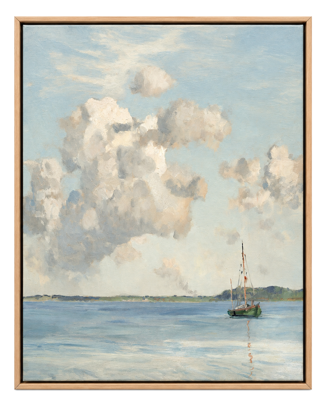 Clouds Over the Water, Wood Framed Coastal Canvas Wall Art