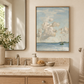 Clouds Over the Water, Wood Framed Coastal Canvas Wall Art