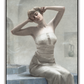 Quiet Moment, Silver Framed Vintage Woman Portrait Canvas Wall Art