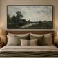 Riverside Country, Framed Summer Landscape Canvas Art, Vintage Countryside Painting