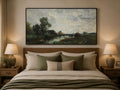 Riverside Country, Framed Summer Landscape Canvas Art, Vintage Countryside Painting