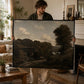 English Oak House, Framed Landscape Canvas Wall Art, Neutral Nature Decor