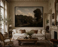 English Oak House, Framed Landscape Canvas Wall Art, Neutral Nature Decor