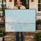 High Tide, Framed Landscape Canvas Wall Art, Neutral Nature Decor