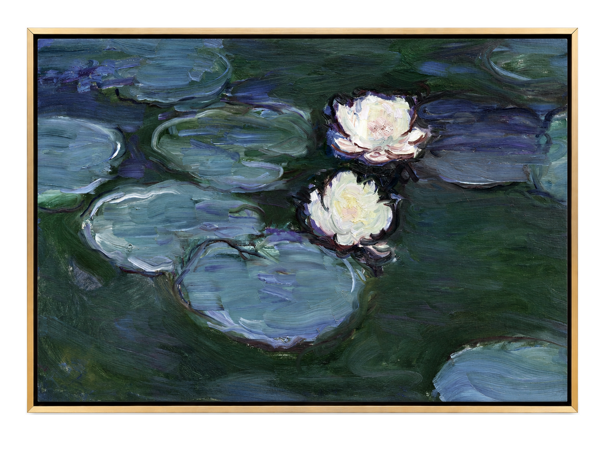 Water Lilies, Gold Framed Floral Pond Canvas Wall Art