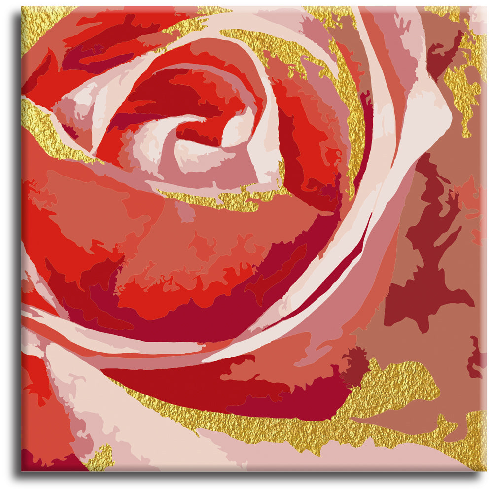 Red rose gold outline  Paint by Numbers Kit - Texture Of Dreams