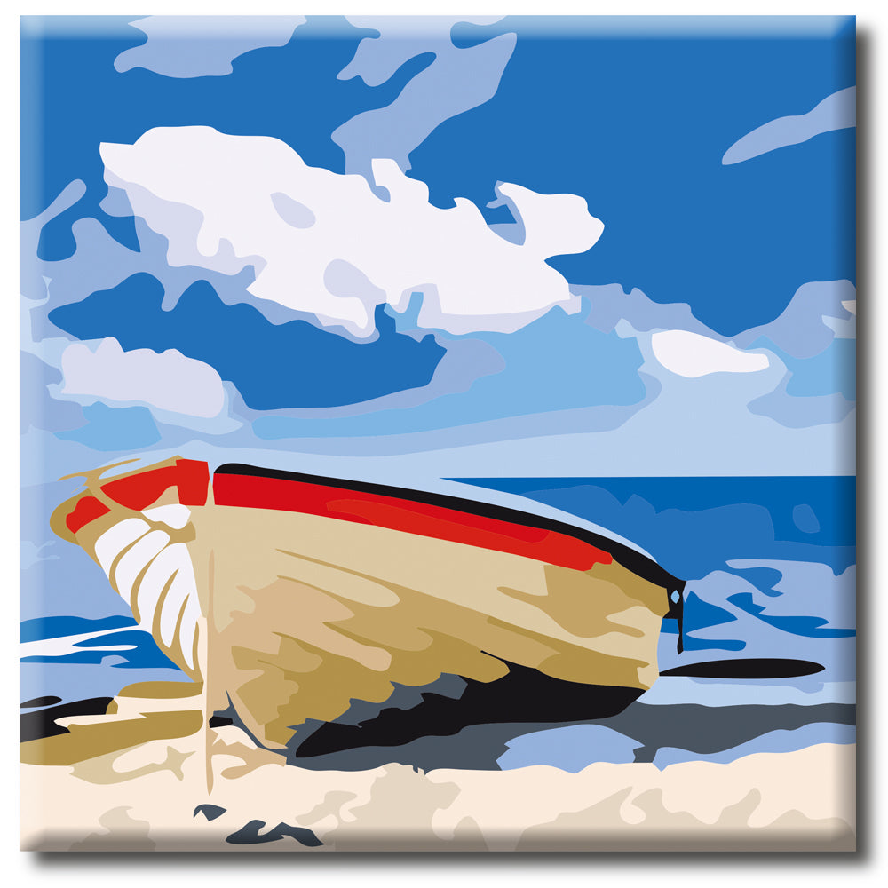 Small Boat on the Beach - Paint by Number Kit DIY Oil Painting Kit