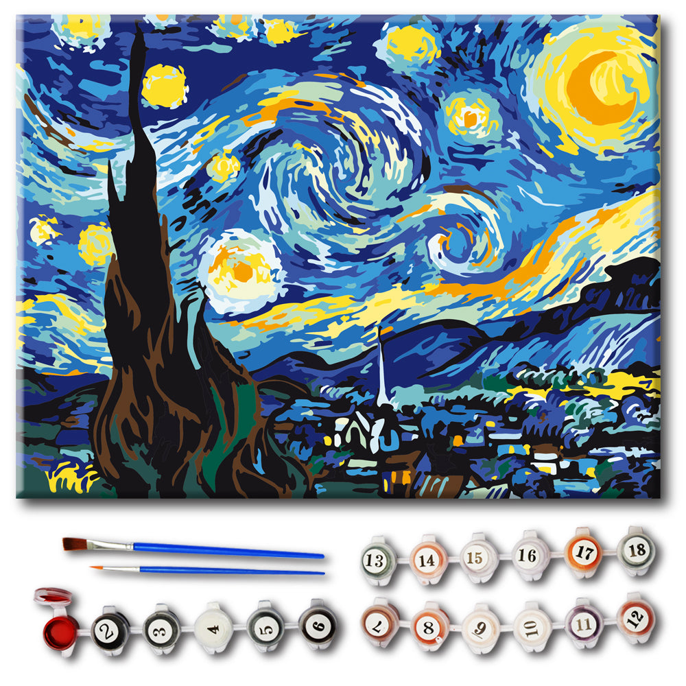 Van Gogh The Starry Night  Paint by Numbers Kit (18"X24") - Texture Of Dreams