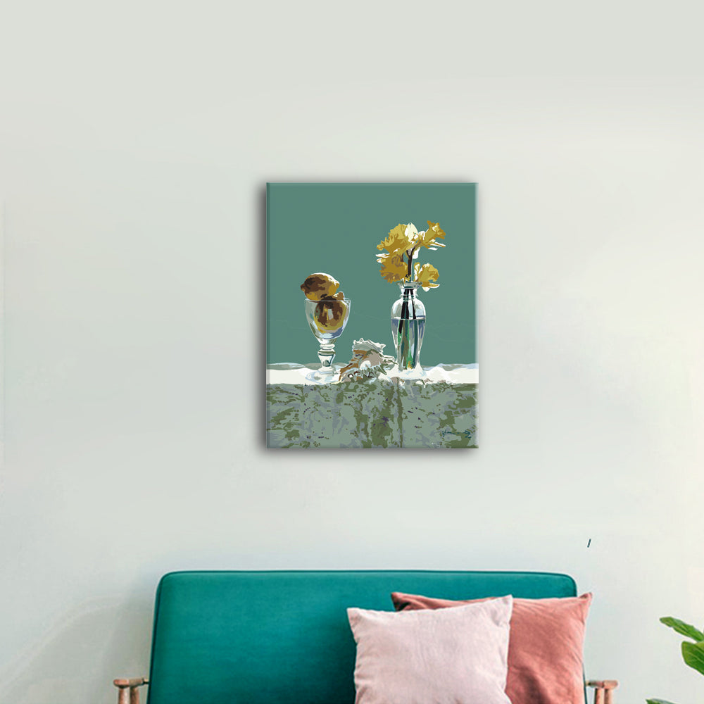 Yellow flower in glass bottle Paint by Numbers Kit - Texture Of Dreams