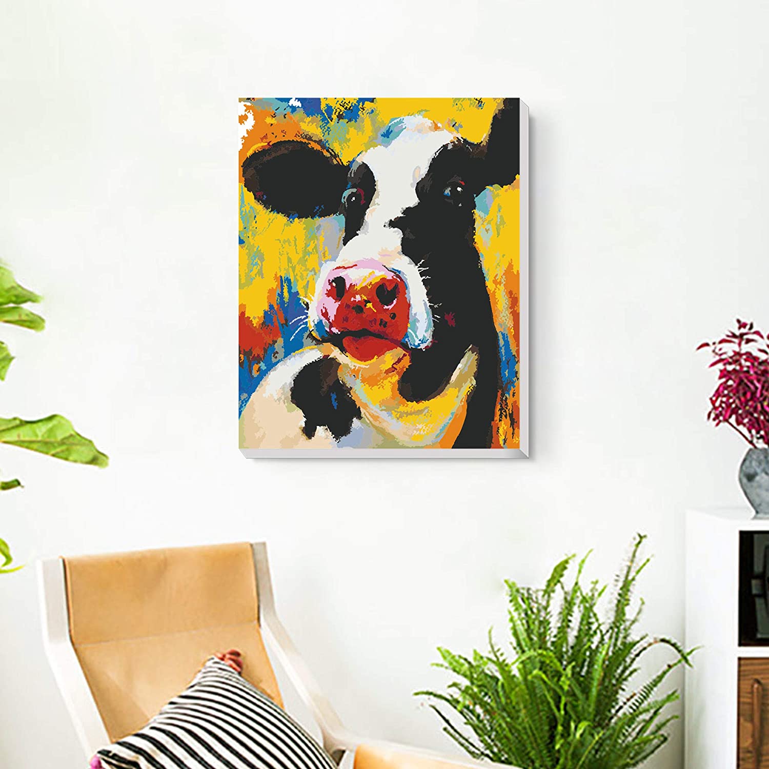 Cow Portrait - Paint by Numbers Kit for Adults DIY Oil Painting Kit on  Canvas