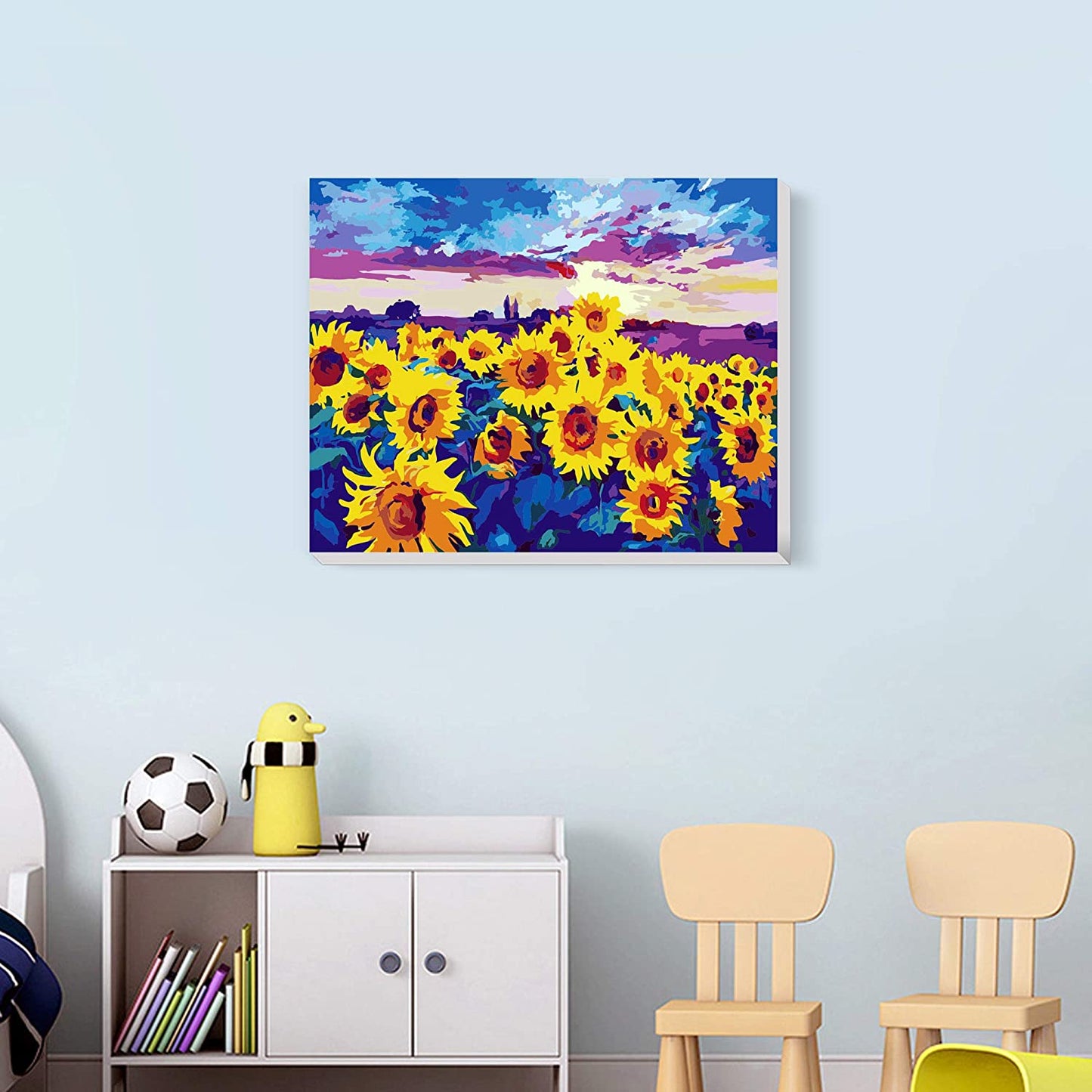 Garden Sunflowers Painting Paint by Number Kits 16 x 20 inch Graffiti  Street Art Canvas DIY Boho Wildflowers Oil Painting for Kids Adults  Beginner with Brushes and Acrylic Art Nordics Gift(Frameless) 