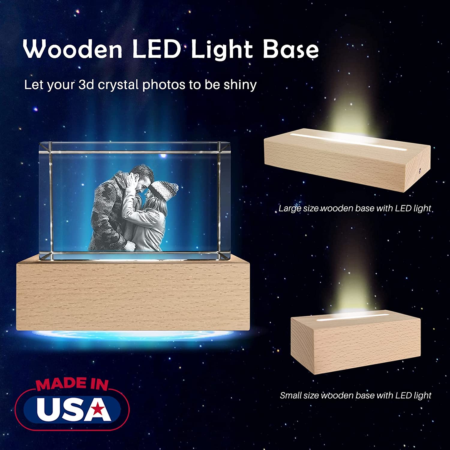 Custom 3D Crystal Photo, Laser Engraved, with LED Light Base - Texture Of Dreams 