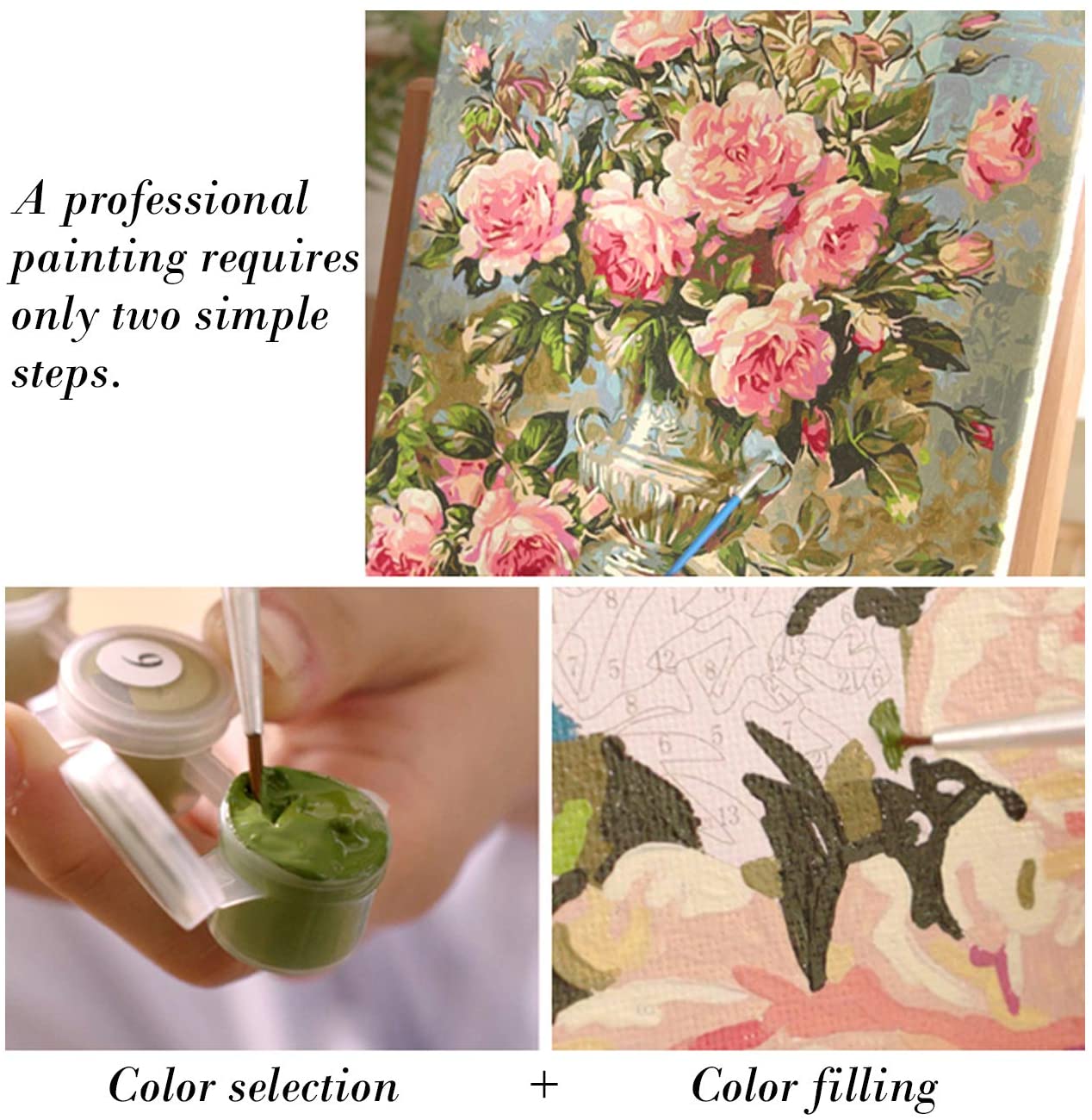Paint by Number for Adults Canvas, DIY Flowers Paint by Number Kits on  Canvas fo