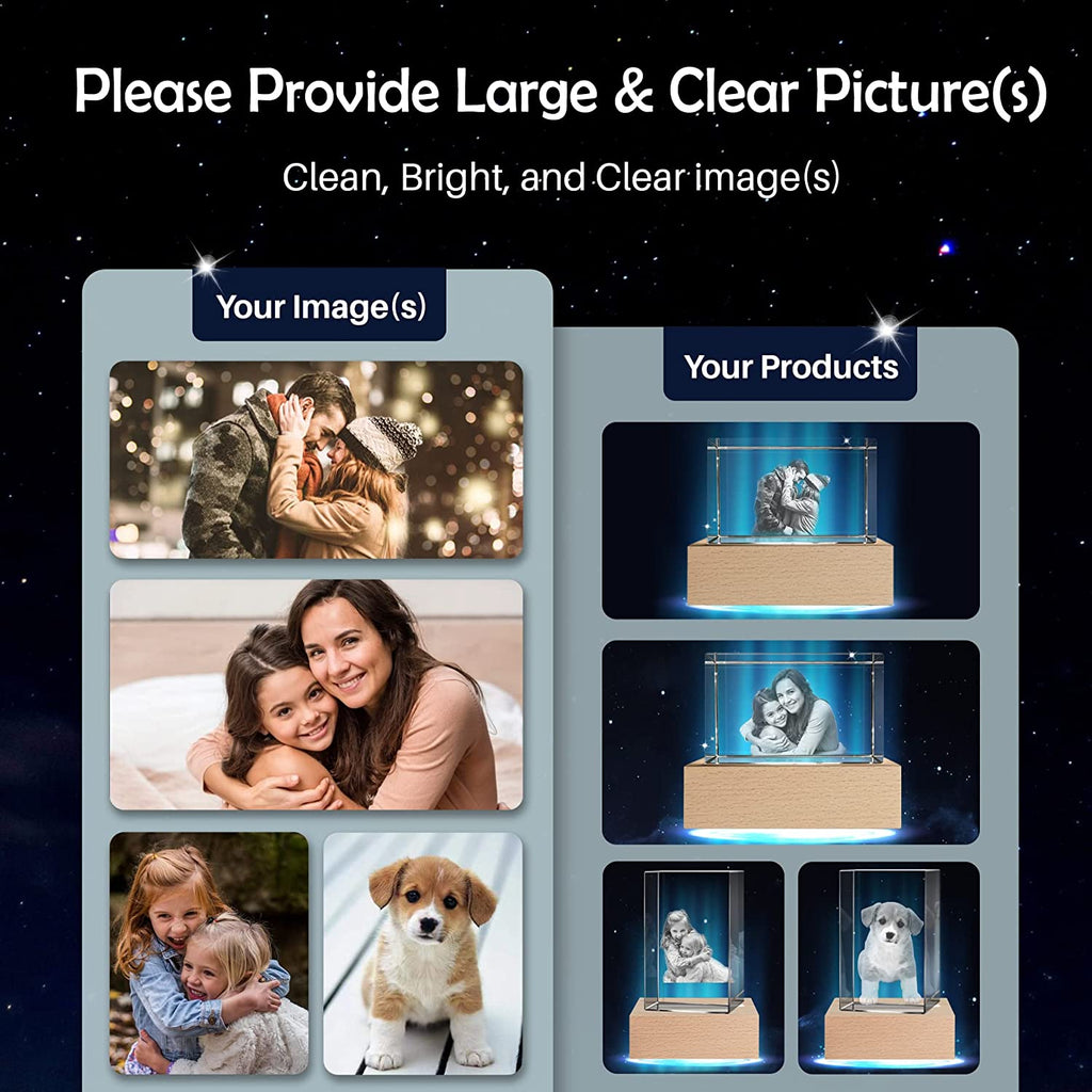 Custom 3D Crystal Photo, Laser Engraved, with LED Light Base - Texture Of Dreams 