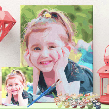 Custom DIY Paint by Numbers Kit (12"x16") Oil Painting Portrait From Photo on Canvas