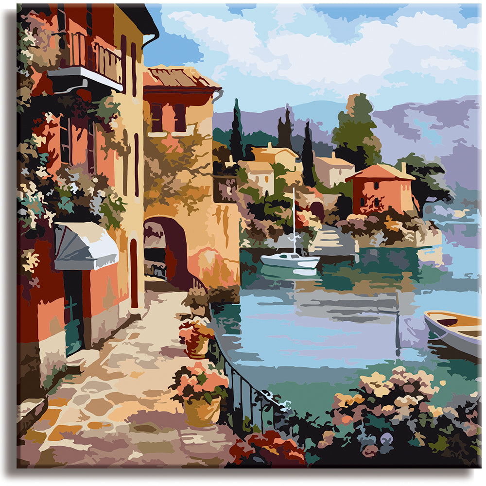Romantic Town - Paint by Numbers Kit for Adults DIY Oil Painting Kit on  Canvas