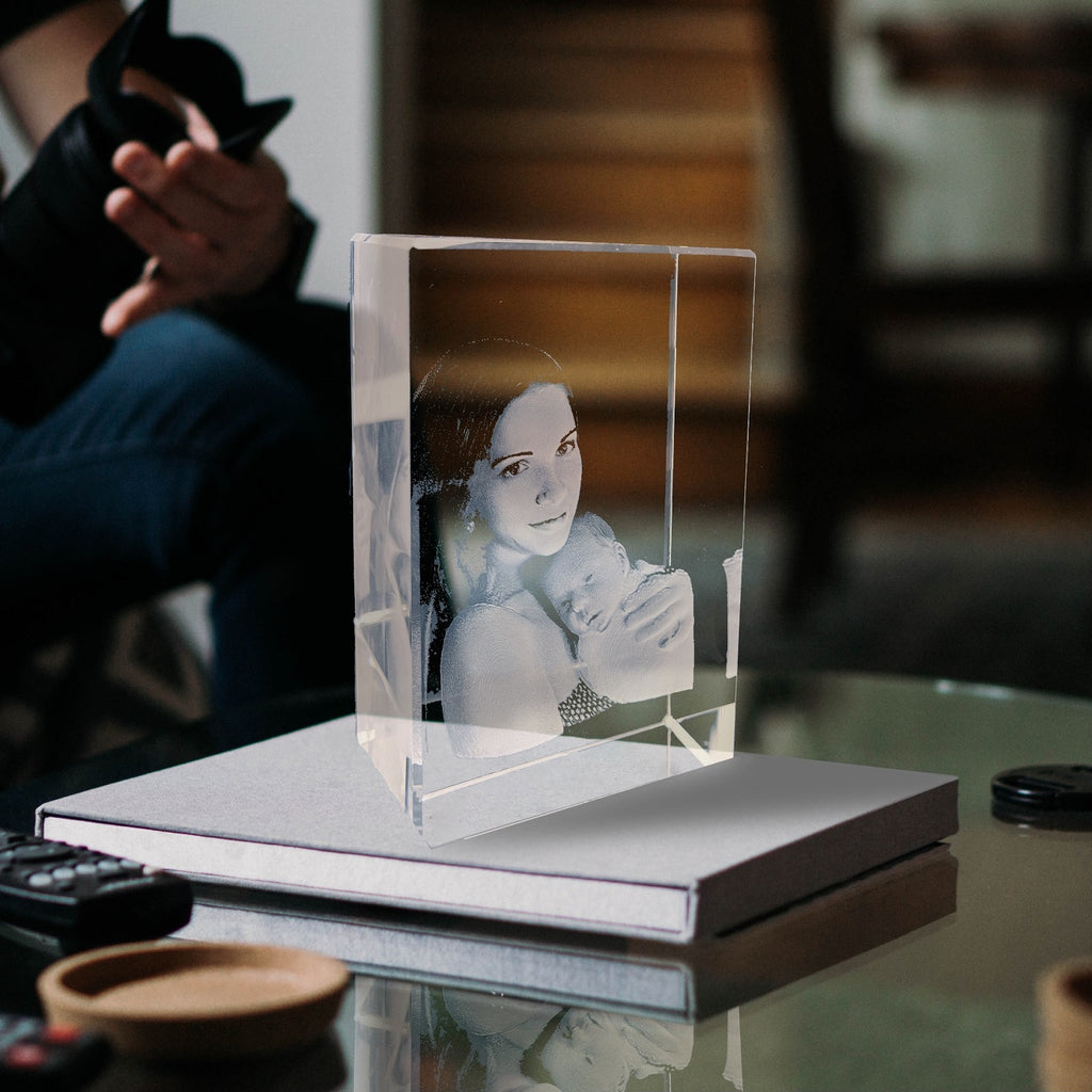 Custom 3D Crystal Photo, Laser Engraved, with LED Light Base - Texture Of Dreams 