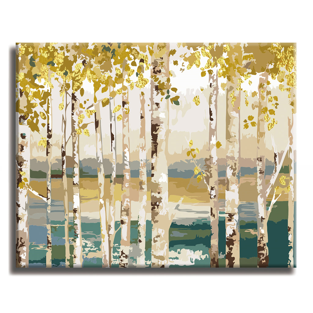 Cypress Forest Golden Leaves - Paint By Numbers Kit for Adults DIY Oil Painting Kit on Canvas - Texture Of Dreams 