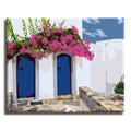 Greek House - Paint by Number Kit DIY Oil Painting on Wood Stretched Canvas 16x20 inches - Texture Of Dreams 